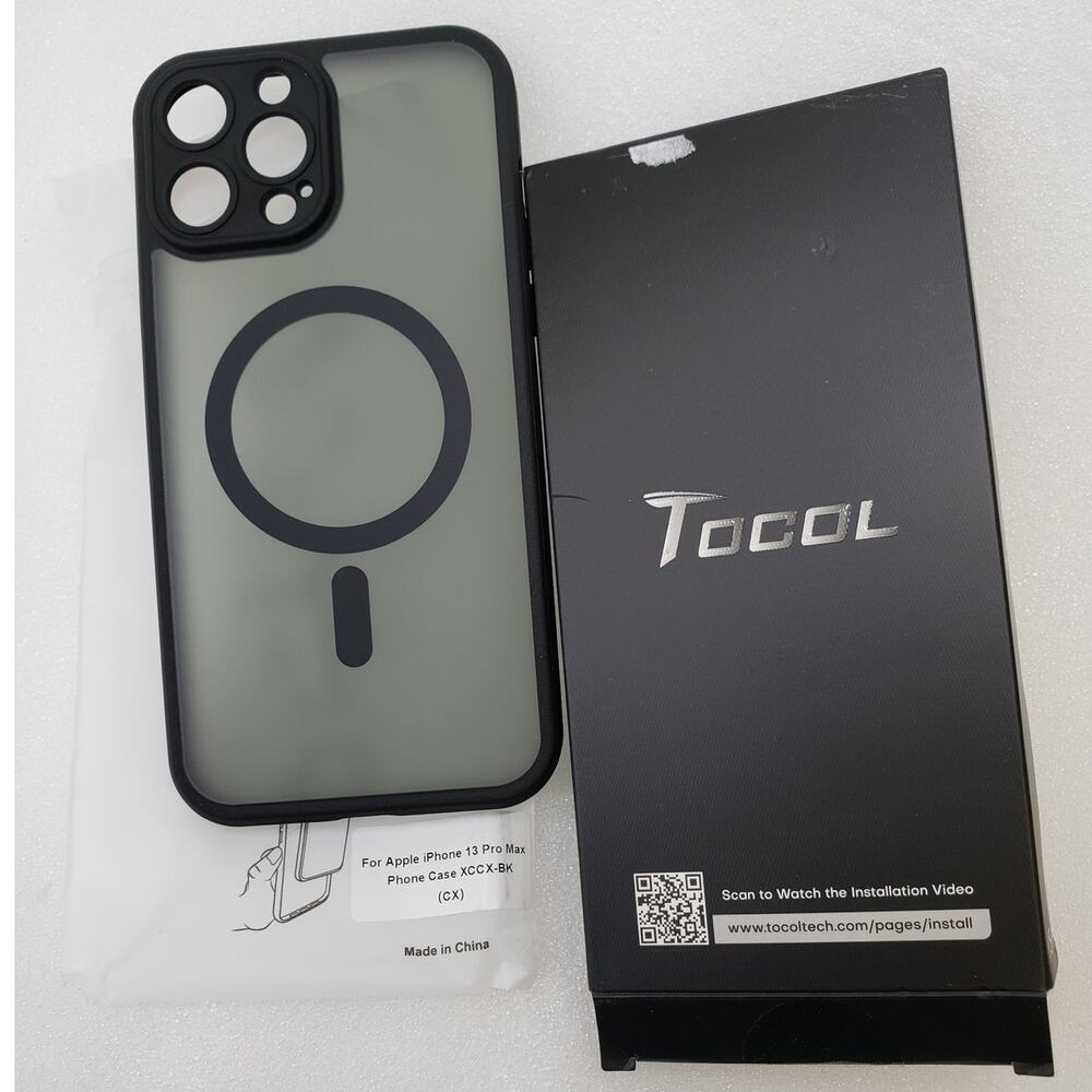 TOCOL Magnetic Case for Apple iPhone 13 Pro Max - Frosted Black / Translucent